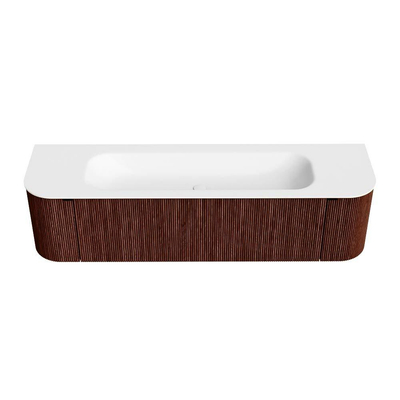 Mondiaz KURVE Badkamermeubelset - 170x46x40cm - 1 lade - 2 deuren - wastafel solid surface - midden - 2 kraangaten - Ruby