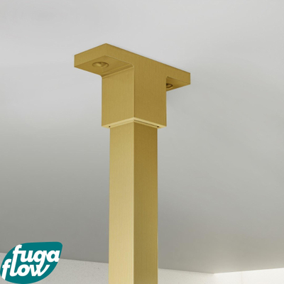 FugaFlow Eccelente Vetro inloopdouche badkamer - 100x200cm - helder glas - plafondarm - geborsteld messing