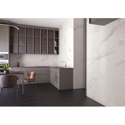 Terravito Tovaro carreau mural - 30x90cm - rectifié - effet marbre - brillant or (blanc)