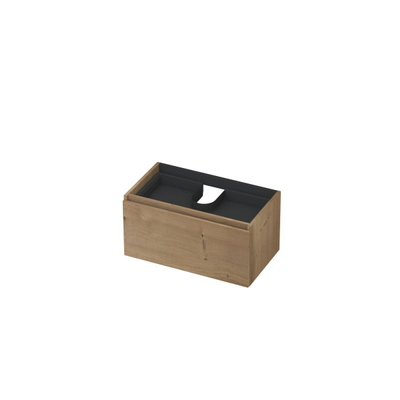 INK Wastafelonderkast - 80x45x40cm - 1 lade - greeploos - met houten keerlijst - MDF - Ash grey