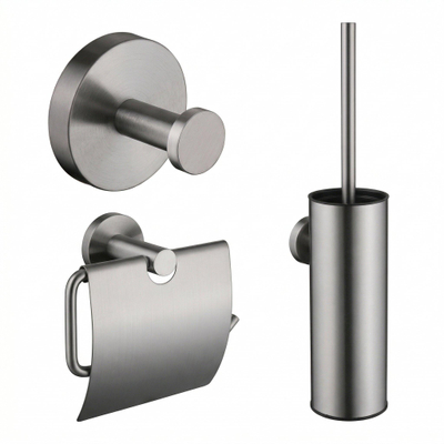 FugaFlow Efficiente Acces set WC - porte-rouleau - patère - ensemble balai WC - assorti à Grohe brushed hard graphite