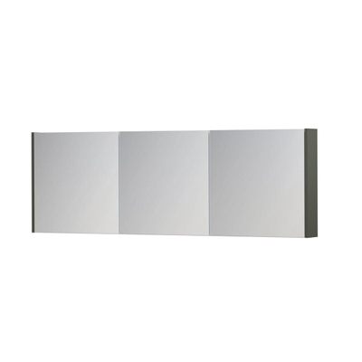 INK SPK1 Spiegelkast - 180x14x60cm - 3 deuren - dubbelzijdige Spiegel - schakelaar en stopcontact - MDF lak Mat beton groen