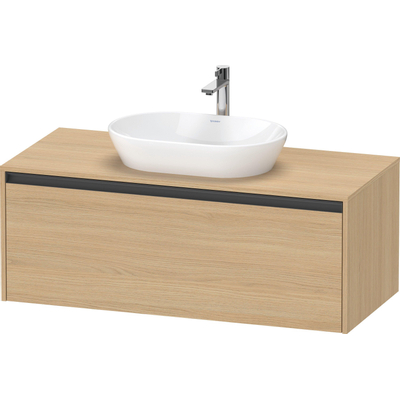 Duravit Ketho.2 Wastafelonderbouwkast - inclusief consoleplaat - met 1 lade - 120x55x45.9cm - met handgreep antraciet - natuur eiken mat