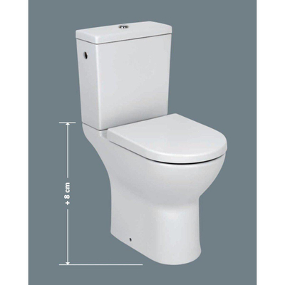 Plieger Plus WC pack verhoogd met keramisch reservoir dualflush (+8cm) totaal 48cm hoog universeel wit