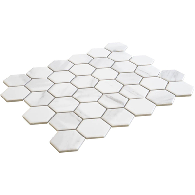 The Mosaic Factory Barcelona carrelage mosaïque - 28.2x32.1cm - carrelage mural et de sol - Hexagone/Hexagone - Porcelaine Carrara White Mat