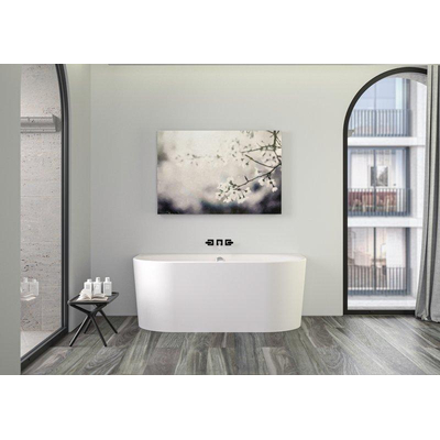 Plieger Kansas Baignoire semi-autoportante - 155x80x60cm - avec arrivée d'eau - avec garniture de vidage et de trop-plein - avec pieds - acrylique - blanc mat