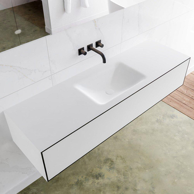 Mondiaz Lagom Meuble avec 1 tiroir 150x30x45cm vasque Cloud central sans trous de robinet Solid Surface Urban