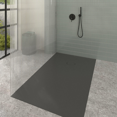 Villeroy & Boch Ecora douchebak - 160x100x4.5cm - afvoer korte zijde - anthracite (antraciet)
