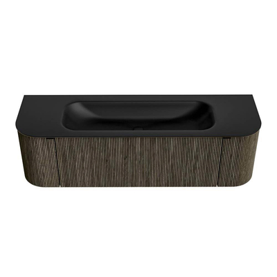 Mondiaz KURVE Badkamermeubelset - 150x46x40cm - 1 lade - 2 deuren - wastafel solid surface - midden - zonder kraangat - Shadow