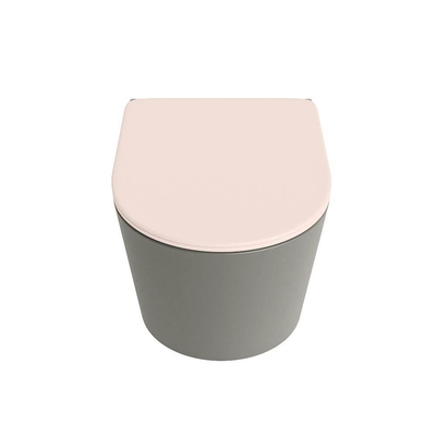 Mondiaz LAVIE WC suspendu – sans bride – 36 x 53 cm – avec abattant softclose – Smoke (brun clair), abattant Rosee (rose)