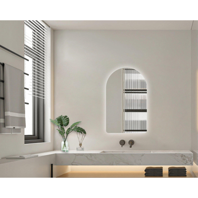 Adema Curve Miroir led salle de bain - 50x80cm - Arc - éclairage indirect - chauffe miroir - infrarouge