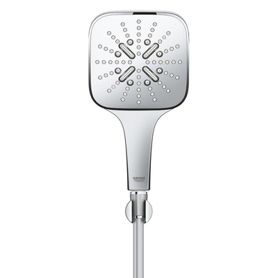 GROHE Rainshower SmartActive 130 Cube Handdoucheset - 3 straalsoorten - vierkant - met houder - gladde slang - 150cm - chroom