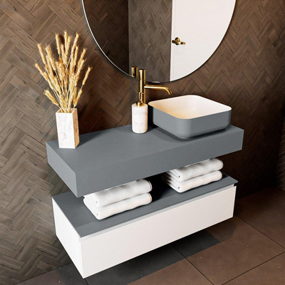 Mondiaz TOP 41 Vrijhangend Topblad - 100x41x12cm - geschikt voor waskom - Solid surface - Plata