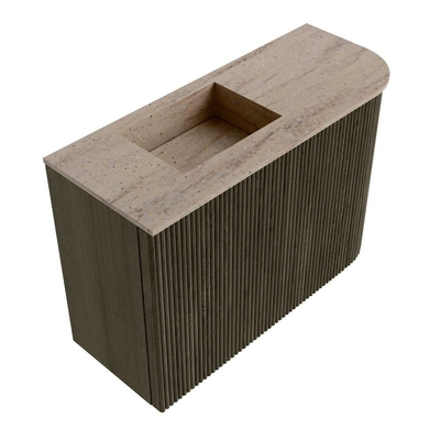 Mondiaz JOYA-DLUX 61.6cm toiletmeubel - ronding rechts kleur Shadow - Wastafel FAYE positie Links 1 kraangat kleur Saba.