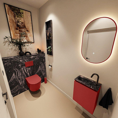 MONDIAZ TURE-DLUX 40cm toiletmeubel Fire. EDEN wastafel Lava positie links. Met 1 kraangat.