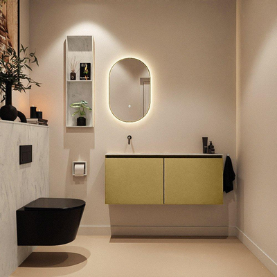 MONDIAZ TURE-DLUX Meuble toilette - 120cm - Oro - EDEN - vasque Opalo - position gauche - sans trou de robinet