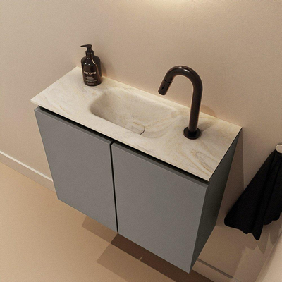 MONDIAZ TURE-DLUX 60cm toiletmeubel Smoke. EDEN wastafel Ostra positie midden. Met 1 kraangat.