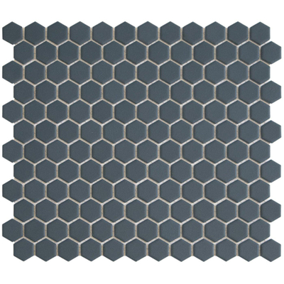 The Mosaic Factory Hexagon mozaïektegel - 26x30cm - wand en vloertegel - Zeshoek/Hexagon - Porselein Navy Blue Mat