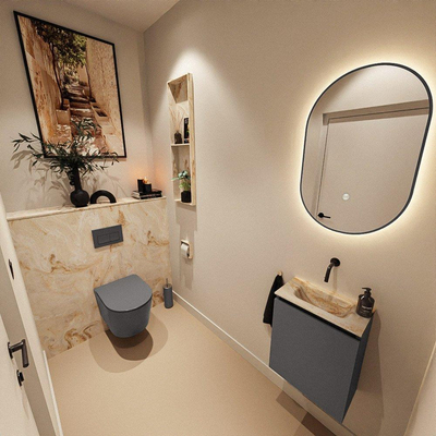 MONDIAZ TURE-DLUX 40cm toiletmeubel Dark Grey. EDEN wastafel Frappe positie midden. Zonder kraangat.