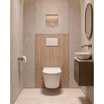 QeramiQ Dely Toiletset - Geberit UP720 inbouwreservoir - 35mm zitting - softclose - bedieningsplaat wit - mat wit