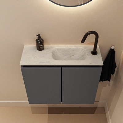 MONDIAZ TURE-DLUX Meuble de toilettes 60 cm Dark Grey. Lavabo EDEN Opalo position à droite. Avec 1 trou de robinet.