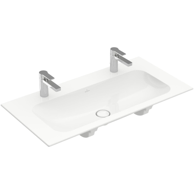 Villeroy & Boch Finion lavabo à poser sur meuble - avec 2 trous de robinet 100x50cm - ceramic+ sans trop-plein blanc