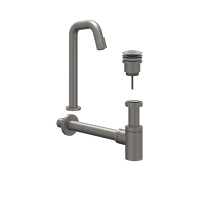 IVY Pact Ensemble pour lave-mains - Contour - posé - rehaussé - clapet always open - Metal black brossé PVD