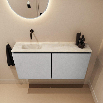 MONDIAZ TURE-DLUX Meuble WC 100 cm Plata. EDEN lavabo Ostra position gauche. Sans trou de robinet.