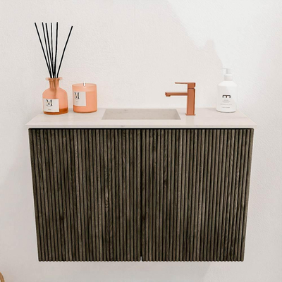 Mondiaz JOYA-DLUX 60cm toiletmeubel - kleur Shadow - Wastafel FAYE positie Midden 1 kraangat kleur Meli.