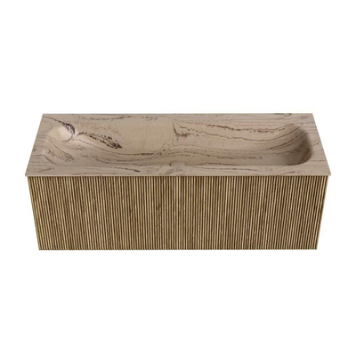 MONDIAZ KURVE-DLUX Meuble de salle de bains 120cm couleur Dusk avec 1 tiroir et 0 portes. Lavabo BIG LARGE Central 1 trou de robinet Arena.