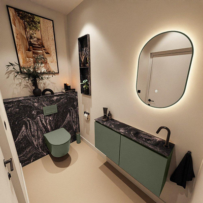 MONDIAZ TURE-DLUX 100cm toiletmeubel Army. EDEN wastafel Lava positie rechts. Met 1 kraangat.