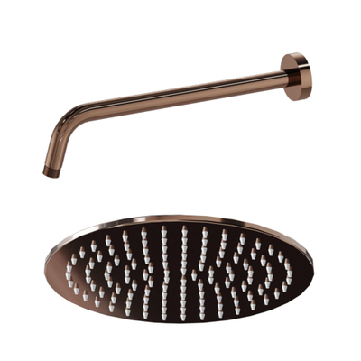 FugaFlow Eccelente Acces Hoofddouche - 30cm - rond - wandarm 35cm - Geborsteld koper PVD (Koper)