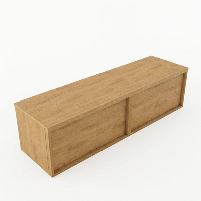 Saniclass Holz Frame Ensemble meuble de salle de bains - 160x45x40cm - plan de travail en bois - sans trous de robinet - 2 tiroirs - Chêne Natural