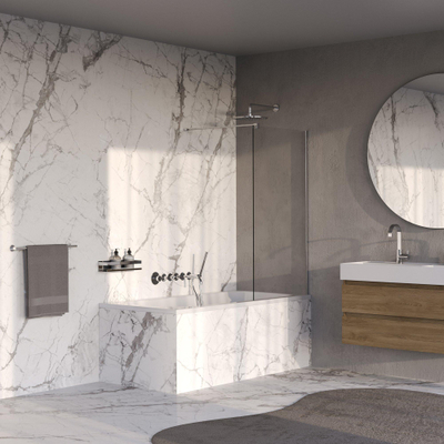 BRAUER Oblivion Paroi de baignoire - 80x140 - verre transparent - incl. traitement anticalcaire - chrome