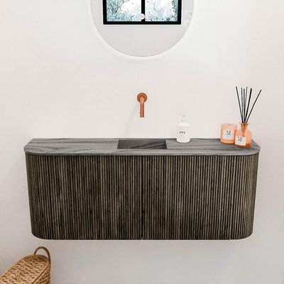 Mondiaz JOYA-DLUX 103.2cm toiletmeubel - ronding links en rechts kleur Shadow - Wastafel FAYE positie Midden Zonder kraangat kleur Sombra.