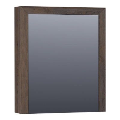BRAUER Rise armoire de toilette - 60x70x15cm - sans éclairage - avec 1 porte miroir double face à ouverture à gauche lattes chêne noir