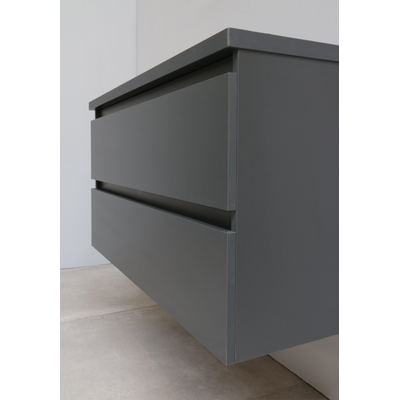 Basic Bella Meuble avec lavabo acrylique avec 1 trou de robinet 100x55x46cm Flat Pack Anthracite mat