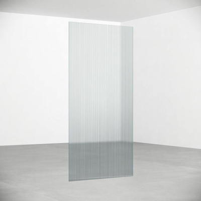 Fortifura Galeria zijwand - 30x200cm - ribbel - glas - 8mm - met hoekprofiel - PVD - geborsteld messing (goud)