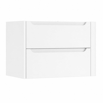 H&R Badmeubelen Juice Meuble sous vasque - 80x45x50cm - angle droit arrondi - 2 tiroirs - poignée intégrée - Blanc mat