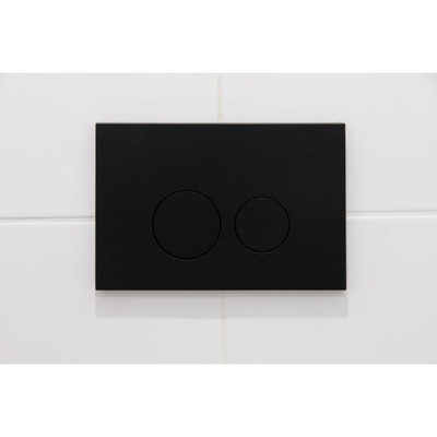 QeramiQ Dely Swirl Compact Toiletset - inbouwreservoir QeramiQ flush - 25mm zitting - metalen bedieningsplaat mat zwart - ronde knoppen - glans wit