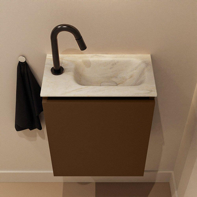 MONDIAZ TURE-DLUX 40cm toiletmeubel Rust. EDEN wastafel Ostra positie rechts. Met 1 kraangat.