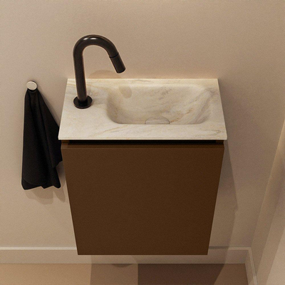 MONDIAZ TURE-DLUX Meuble toilette - 40cm - Rust - EDEN - vasque Ostra - position droite - 1 trou de robinet