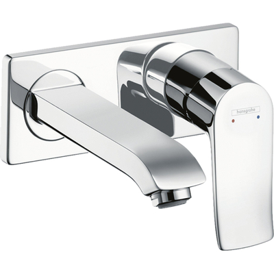 Hansgrohe Metris 1 greeps wastafelkraan - afbouwdeel LowFlow - met voorsprong 165 mm en afvplug - hoogglans chroom