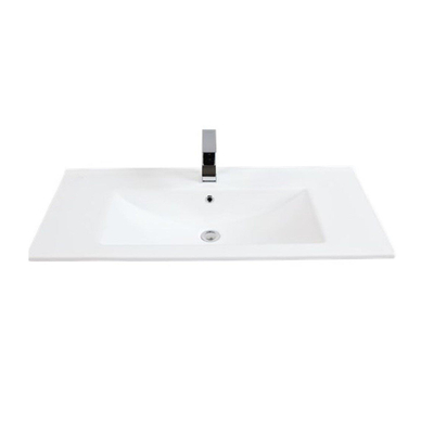 Sanicare q6 lavabo 100x45cm 1 trou pour robinet avec trop-plein rectangle céramique blanc