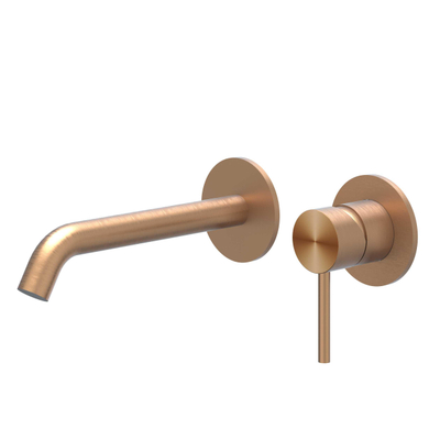 IVY Concord Partie apparente - mitigeur de lavabo - 2 trous - encastré - montage mural - bec courbé - coldstart - RVS316 - cuivre brossé mat PVD