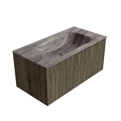 MONDIAZ KURVE-DLUX 90cm badmeubel kleur Shadow met 1 lade en 0 deuren. Wastafel BIG SMALL Midden 1 kraangat Oza.