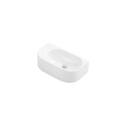 QeramiQ Blend Fontein - 40x22x12cm - ribbel - halfrond - zonder kraangat - keramiek - mat wit