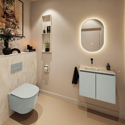 MONDIAZ TURE-DLUX Meuble de toilettes 60 cm Greey. Lavabo EDEN Ostra position gauche. Sans trou de robinet.