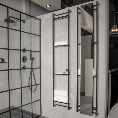 Proline Wandframe Stalen inclusief 2 handdoekhaakjes 33x11x169cm Mat zwart SHOWROOMMODEL
