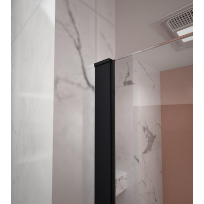 Adema Dawn Douche à l'italienne - 80x200cm - profilé mural - barre de stabilisation - verre clair - noir mat